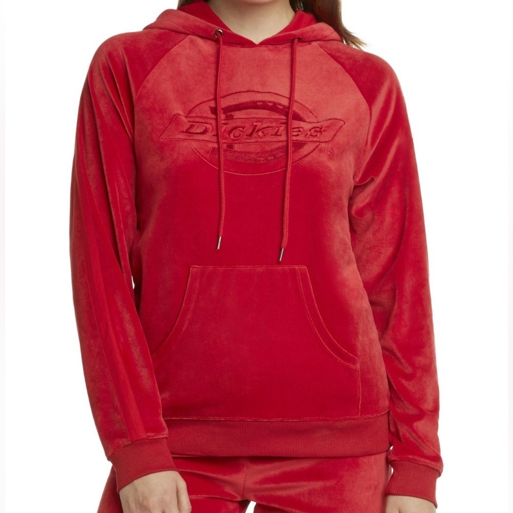 DICKIES WOMEN'S Velour Hoodie Red XS - Picture 2 of 11